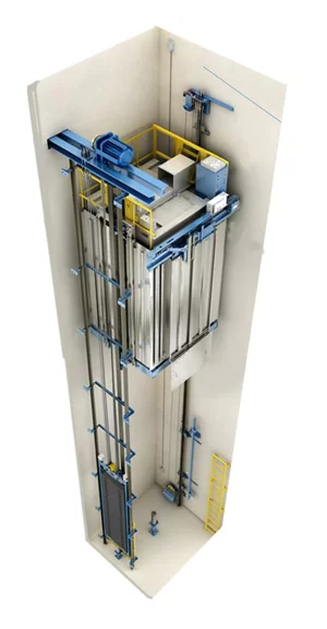 نمونه یک آسانسور بدون موتورخانه(machine room less)